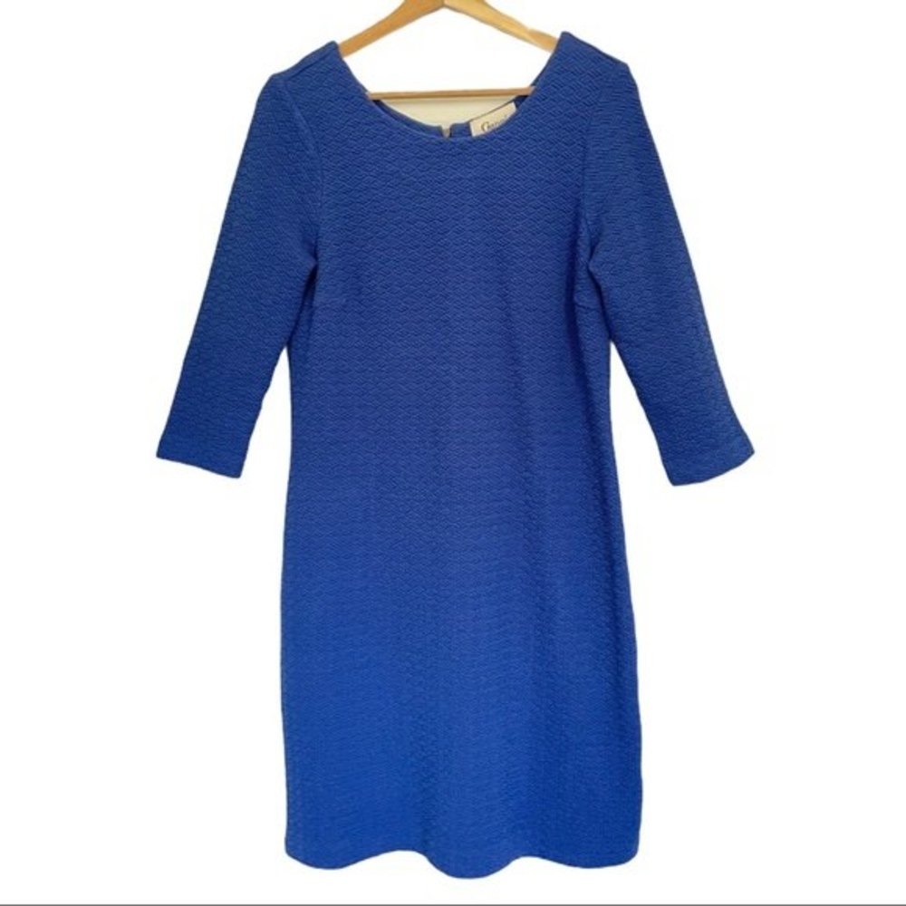Ganni Cobalt Blue Textured Shift Mini Dress - Picture 4 of 7